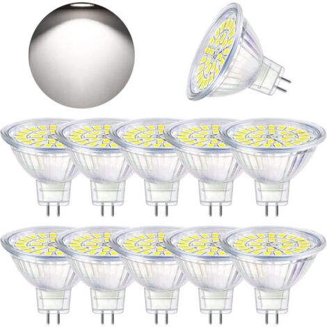 CHOYCLIT Ampoule LED GU5.3 Blanc Froid 6000K, MR16 LED 12V 5W Equivalent à 50W Halogène, Ampoules LED Spot Non Dimmable, Lot de 10