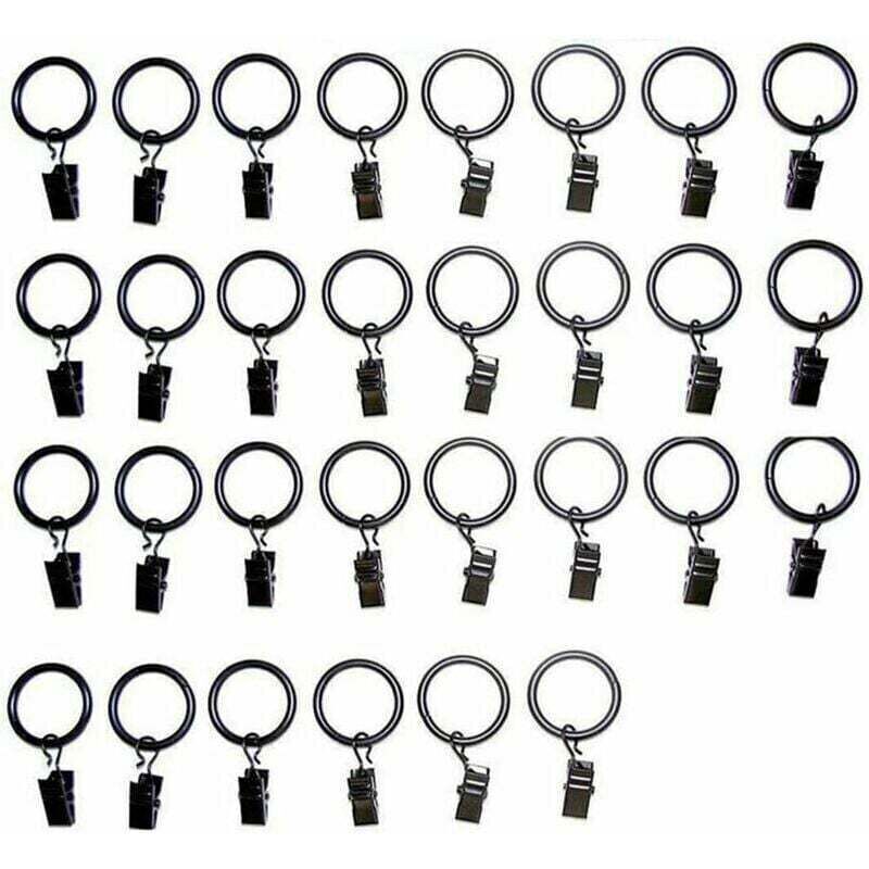 CHOYCLIT Antirouille Anneaux de Rideaux avec Pinces Metal Rideau Clips Crochet Anneaux pour Rideaux avec Pince en Métal Pinces pour Anneaux de Rideau