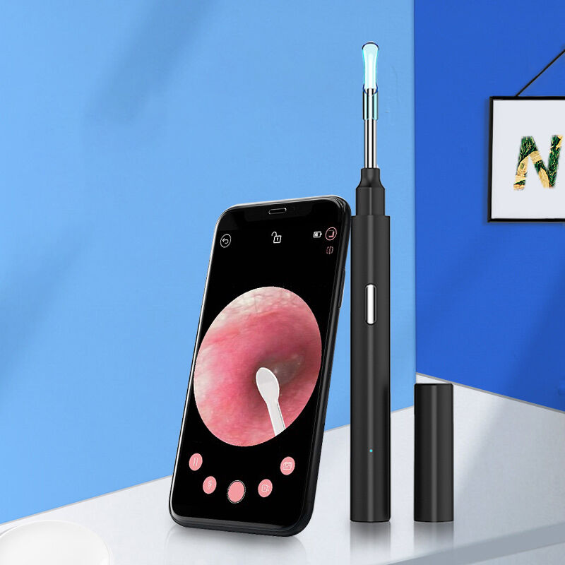 Choyclit - Caméra d'inspection Otoscope Oreille ,Cure-oreille visuel wifi, endoscope auriculaire lumineux, outil de nettoyage du conduit auditif, noir
