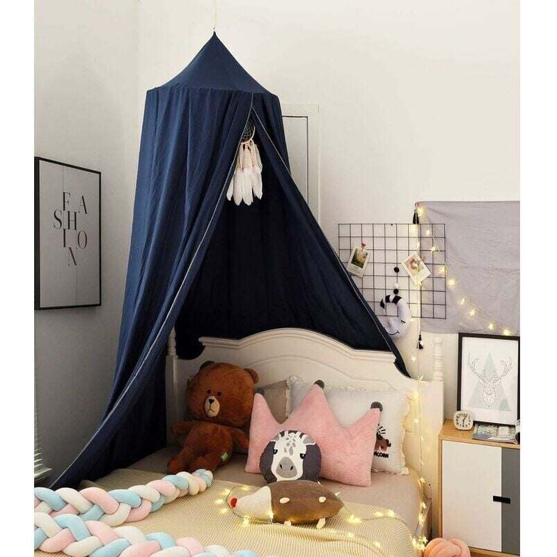 Choyclit - Ciels De Lit à Baldaquin Pour Bébé En Coton Moustiquaire Pour Chambre à Coucher – Hauteur 270 Cm Bleu Marine
