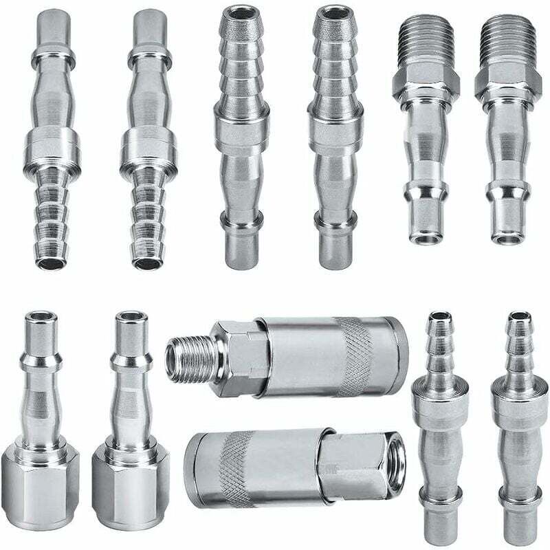 Connecteurs d'air, 12 raccords d'air, raccords de tuyau d'air bsp de 6,35 mm pour tuyau de 6, 8 et 10 mm - Choyclit