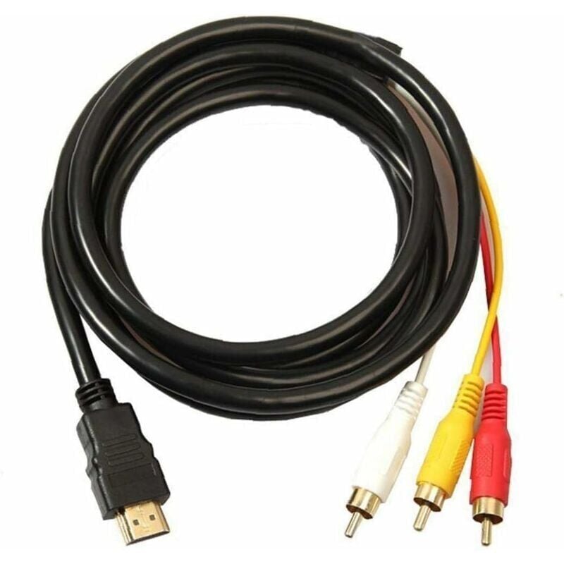 CHOYCLIT Convertisseur Adaptateur Câble HDMI Vers RCA, HDMI RCA 3 Câble émetteur De Transmission à Sens Unique De 1,5m