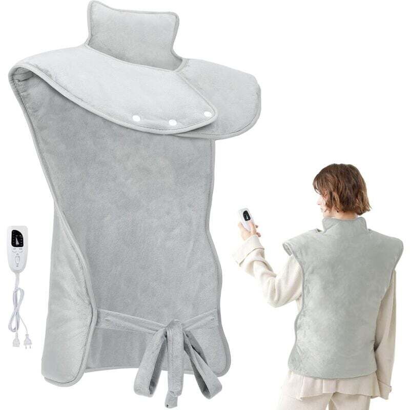 Choyclit - Coussin Chauffant Cervicales Dos Nuque Couverture Chauffante Electrique avec 6 Température Réglable / 4 Réglages de Minuterie / Chauffage