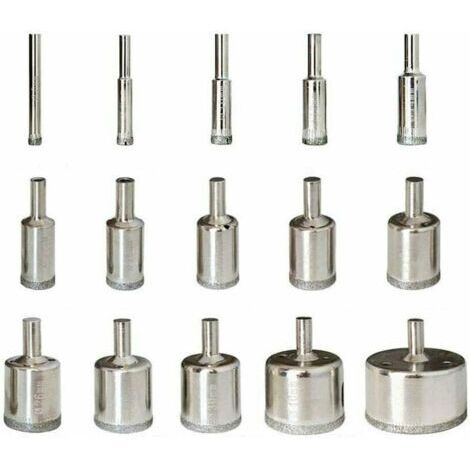 CHOYCLIT Diamant Foret 15pcs 6-50mm Trépan Scies Cloche Outils Set Forets Diamant Cutter Acier Carbone Pour Verre Céramique Porcelaine Marbre Carrelage Granite
