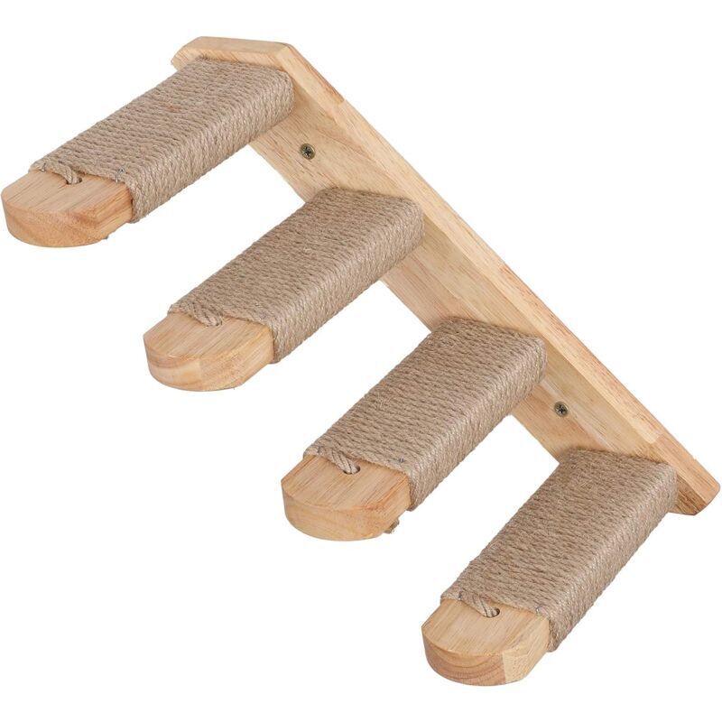 Tagère murale d'escalade pour chat à quatre marches avec griffoir en jute pour chat - Choyclit