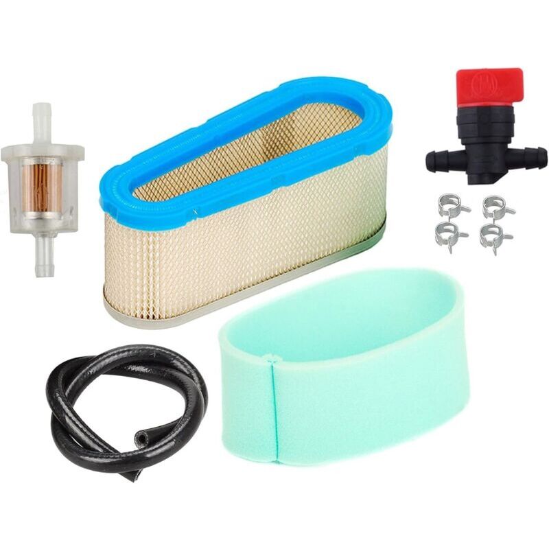 Filtre à air et préfiltre avec vanne d'arrêt, Filtre à Carburant et Conduite de Carburant Compatible with Moteur Tecumseh OHV125, OHV130, OHV120
