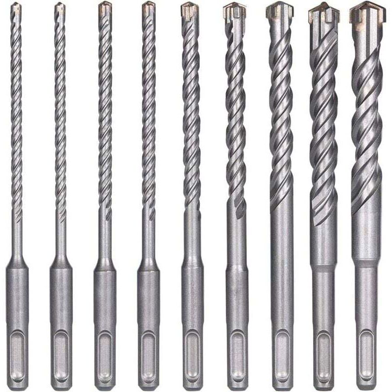 Forets à béton, 9 pièces (5 mm 16 x 160 mm), foret à percussion électrique sds Plus pour perceuse à percussion, forets croisés pour brique, pierre,
