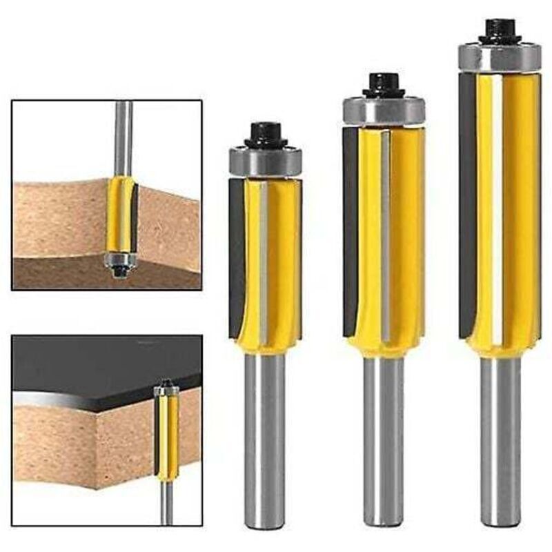 CHOYCLIT Fraise à bois à tige de 8 mm avec 4 lames, ensemble de fraises à motif de finition de 3 pièces