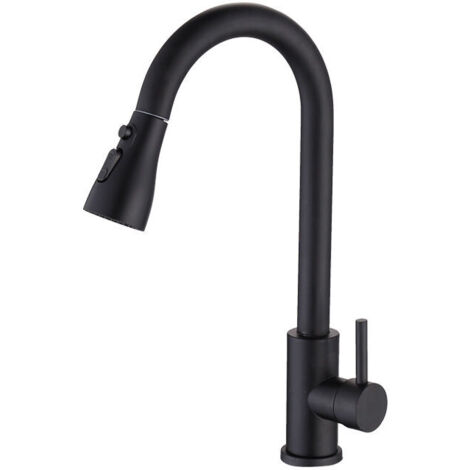 CHOYCLIT Grifo de Cocina Extraíble de Acero Inoxidable, Grifo Mezclador Giratorio de 360° para Cocina o Baño, Negro, 40  20.5CM