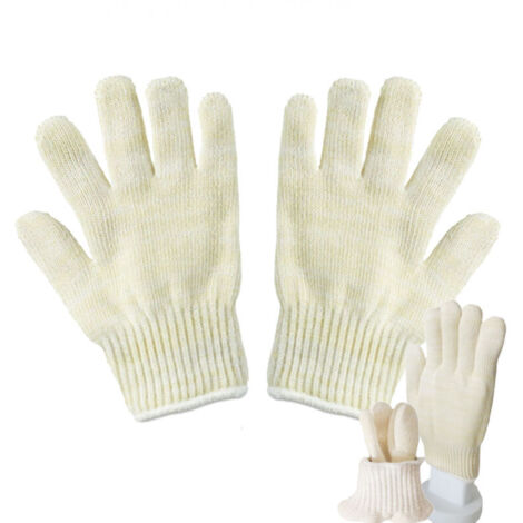 CHOYCLIT Hitzebeständige Handschuhe, Hitzebeständige Fäustlinge, Ofen, Kamin, Hitzebeständig bis 300 °C, Universalgröße, Beige (2 Stück)