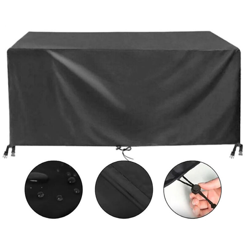 Housse Salon de Jardin Noir 420D Tissu Oxford Imperméable Rsistance Anti uv Bache Table De Jardin Housses de Protection pour mobilier de Jardin avec