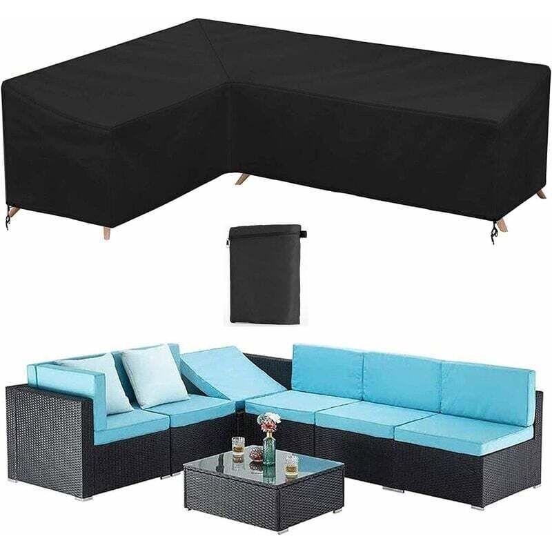 CHOYCLIT Housse salon de jardin,Housse Canapé D'angle Jardin Imperméable Housse Protection Pour Meubles Extérieur En Forme L Angle Bache Mobilier