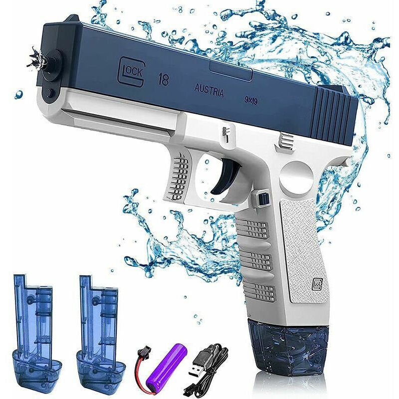 CHOYCLIT Jeux de piscine,Pistolet à Eau électrique pour Adultes et Enfants Max Range 32ft Super One-Touch Pistolet à Eau Automatique, Summer Pool
