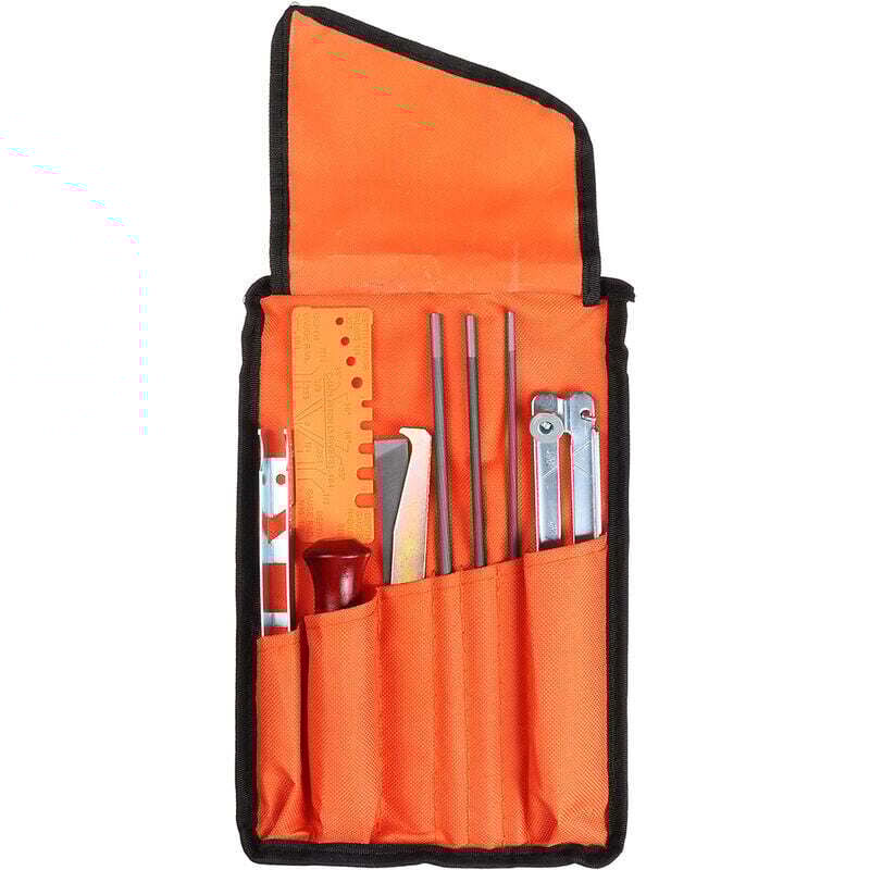 Choyclit - Kit d'affûtage universel portable pour tronçonneuse, lime ronde 5/32' (4 mm) / 3/16' (4,8 mm) / 7/32' (5,5 mm), lime plate, poignée, lime