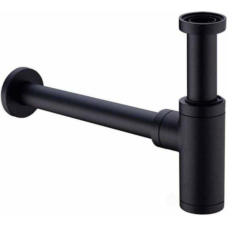 Choyclit - Laiton Siphon de Lavabo, Universel Syphon avec 200mm Tube d'extension, 1 1/4 x 32mm Réglable Sifon Anti Odeur Anti-fuite, Noir Mat