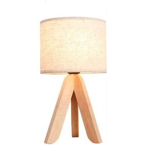 CHOYCLIT Lampe de chevet trépied en bois personnalité créative lampe de table en bois nordique étude chambre lampe de chevet salon art décoratif lampe de table