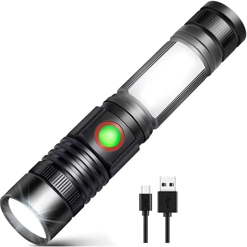 Lampe de poche led rechargeable par usb puissante lampe cob militaire portable zoomable pour atelier de réparation automobile camping bricolage