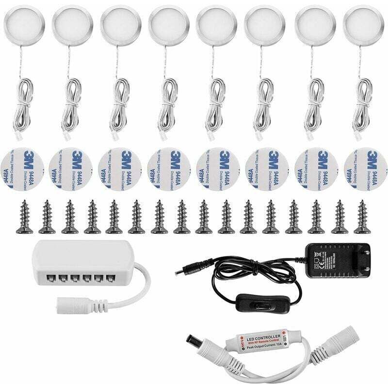 Lampe Sous Meuble led Eclairage Sous Placard Vitrine Spot Encastrable 16W pour Placard Meuble Cabinet Cuisine Blanc Froid 6000K (Lot de 8) - Choyclit