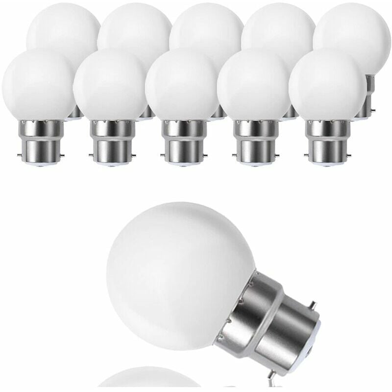 Lot de 10 globes led B22 G45, blanc chaud 3500 k, 3 w G45, 180 lm, boîtier en polycarbonate mat, non dimmable [Classe énergétique g] - Choyclit