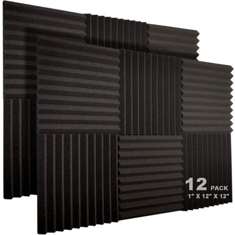 Choyclit – Lot de 12 panneaux acoustiques 30,5 x 30,5 cm – Épaisseur 2,5 cm – Mousse haute densité résistante au feu – Pour studios et bureaux