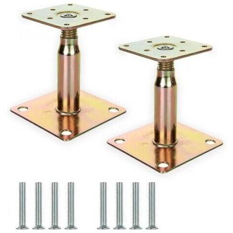 CHOYCLIT Lot de 2 supports de poteau surélevés galvanisés réglables de 100 à 150 mm, support de toit robuste pour construction