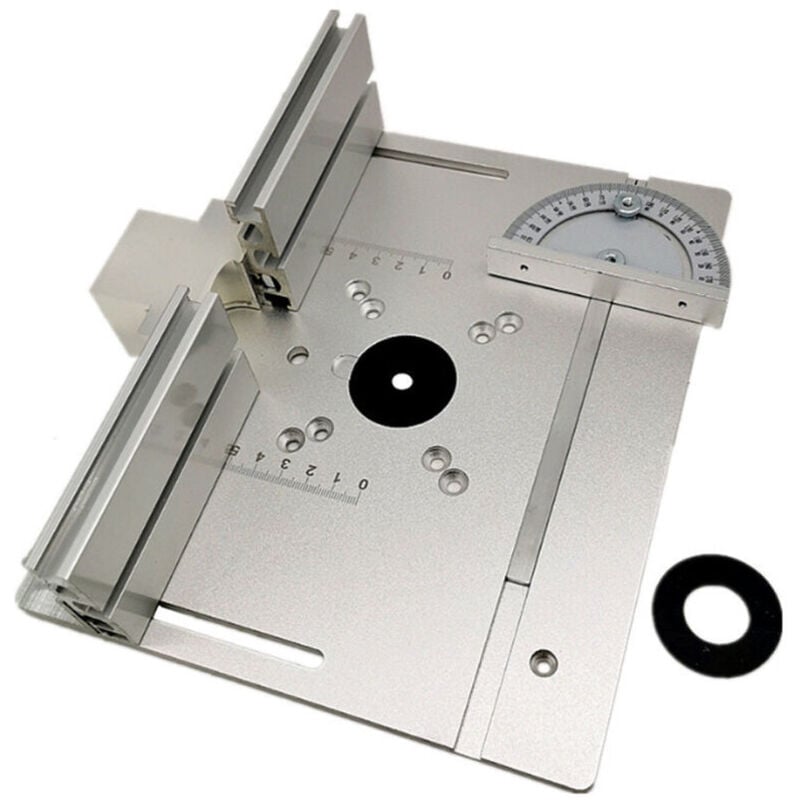 Choyclit - Lot de 3 plaques d'insertion de table de toupie, planche à rabat de fraisage de bois en alliage d'aluminium, avec jauge à onglets, argent