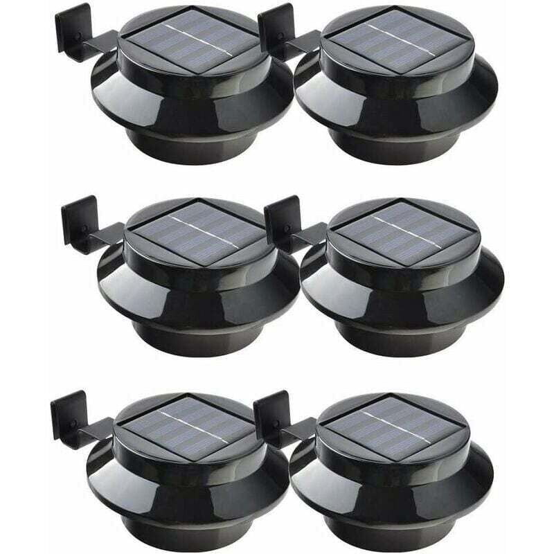 CHOYCLIT Lot de 6 lampes LED à énergie solaire pour gouttière, clôture, toit, gouttière, jardin, cour, mur, noir