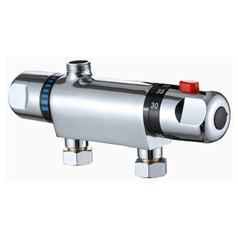 Mitigeur douche thermostatique chromé et moderneAnti brûlureRobinet de douche thermostatiquePomme de douche apparente avec bec de remplissage pour