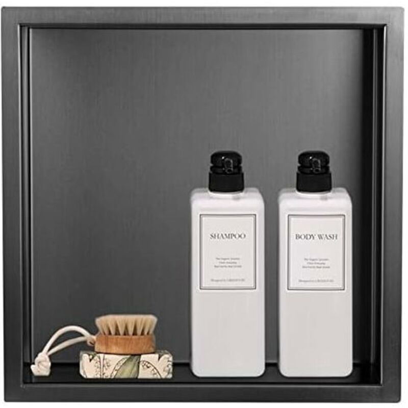 Niche Douche encastrable, Niche douch, etagère de Douche encastrée en Acier Inoxydable pour Rangement des shampooings, 32× 32 cm, Anthracite(Les