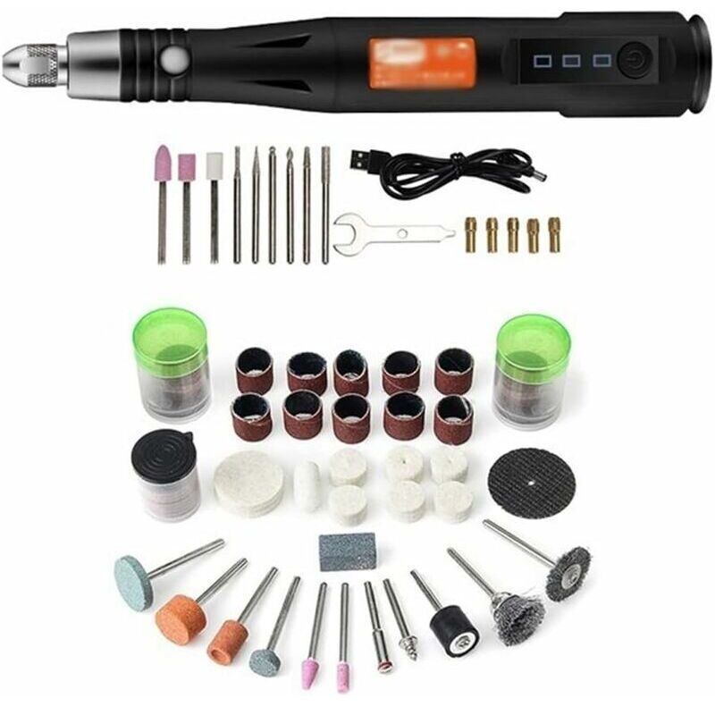 Outil Rotatif Sans Fil, 105PCS 5V Kit Mini Perceuse à 3 VitessesEnsemble d'Outils Rotatifs avec Eclairage led - Choyclit