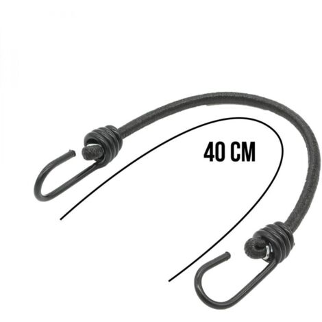 CHOYCLIT Pack de 10 cuerdas elásticas elásticas con 2 ganchos 40 cm Negro