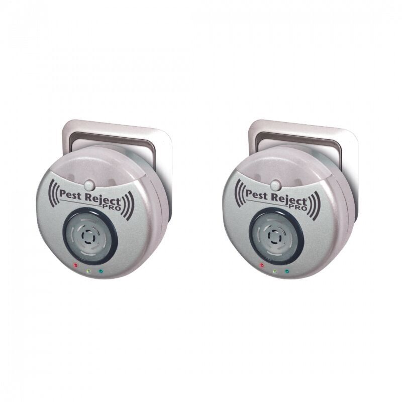 Pest Reject Pro lot de 2 Répulsif nuisibles Repulse power Ultrasons et électromagnétisme Couleur gris Couverture de votre maison de 200m² Veilleuse