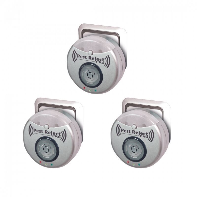 Choyclit - Pest Reject Pro lot de 3 Répulsif nuisibles Repulse power Ultrasons et électromagnétisme Couleur gris Couverture de votre maison de 200m²
