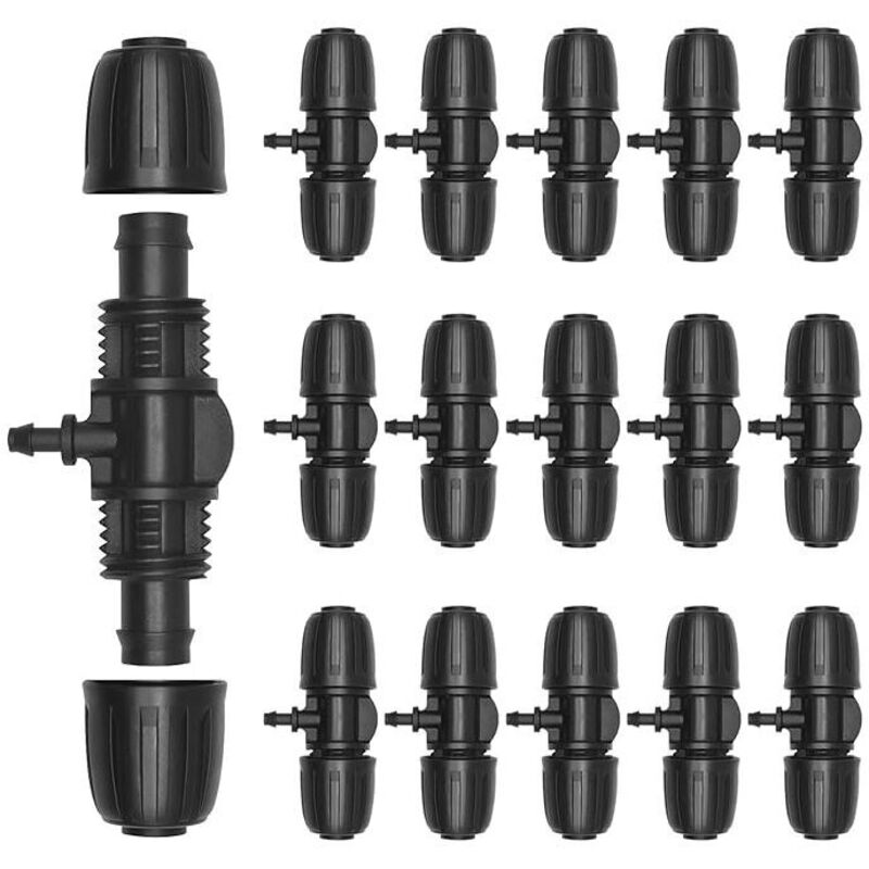 CHOYCLIT Raccord de tuyau d'arrosage 15 pièces, raccord en T avec ardillon, pour irrigation goutte à goutte avec des tuyaux d'irrigation de 1/2" à