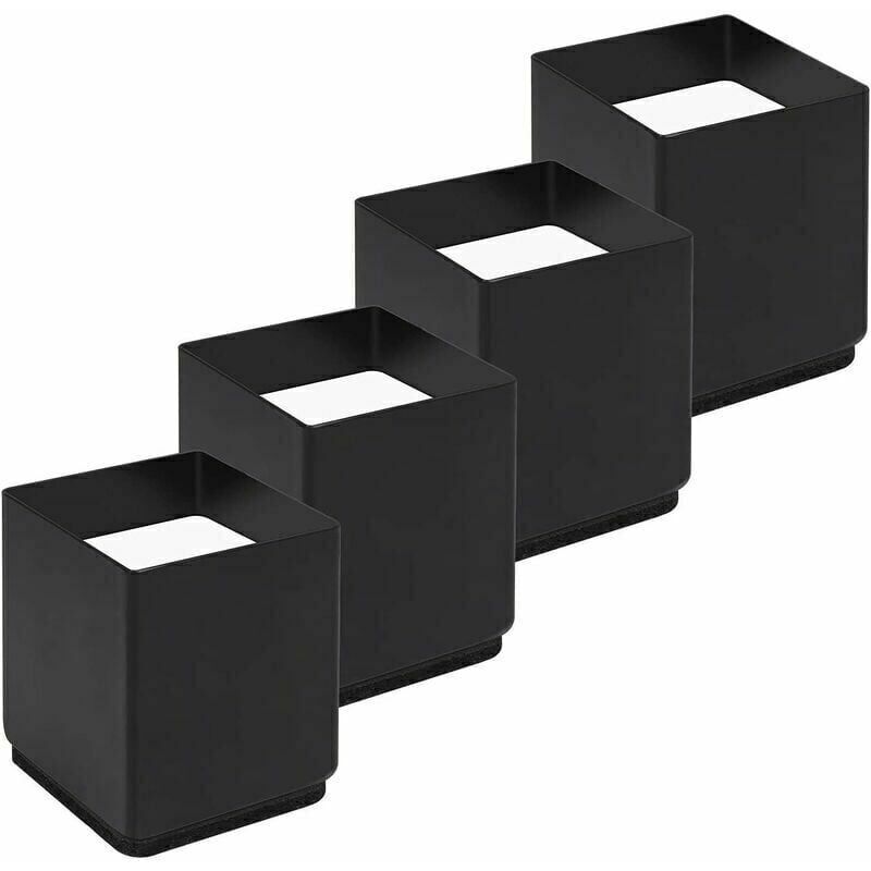 Rehausseur Pieds de Lit Lot de 4 Acier Carbone, Risers de Meubles Ajoutent Hauteur de 5CM, , Rehausseurs de Table, Chaise ou Canapé, Gain d'Espace