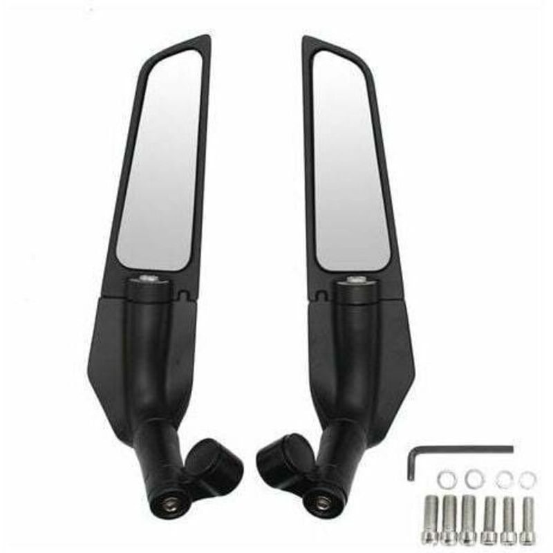 CHOYCLIT Rétroviseur pour voiture,2 pièces moto modifié vent aile pivotante universel rétroviseur becquet 90 ° rotatif réglable rétroviseurs latéraux