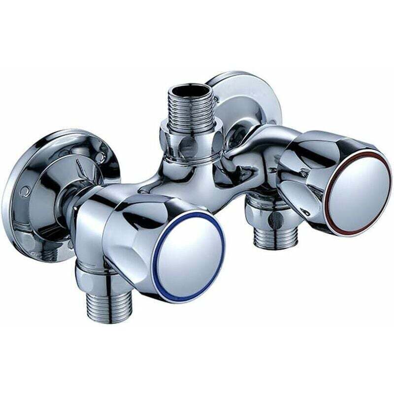CHOYCLIT Robinet de douche en laiton moderne pour salle de bain eau froide et chaude, mitigeur mural avec interrupteur de commande chromé