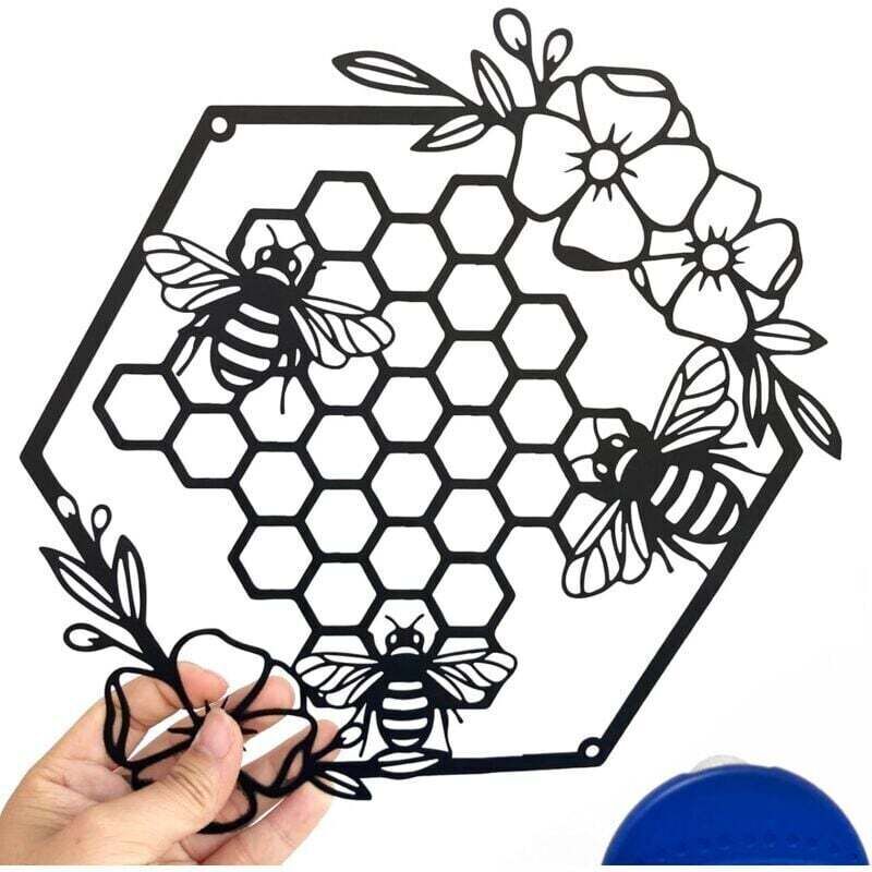 Ruche abeille décoration murale, métal Art silhouette murale tenture murale pour chambre à coucher salon - Choyclit