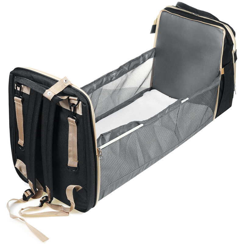 Choyclit - Sac à couches pliant multifonctionnel étanche bébé sommeil lit bébé Station à langer voyage en plein air sac à couches Noir