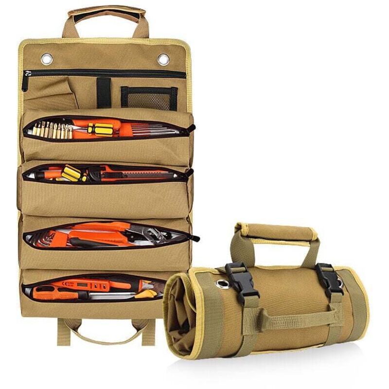 Sac à outils multifonctionnel de grande capacité, sac de rangement pour outils d'entretien, kit de matériel,kaki - Choyclit