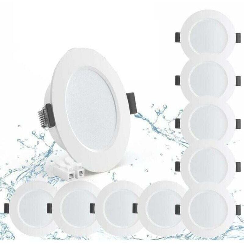 Choyclit - Spot encastrable de salle de bain, Lot de 10 Spots led Encastrable 5W IP44 98mm, Blanc Neutre 4000K Éclairage encastré 450lm, Spots de