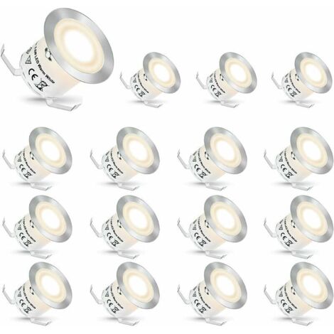 Choyclit – Spot LED encastrable IP67 16 pièces – Lumière blanche naturelle 4500K – Acier inoxydable – Installation simple en série – Pour intérieur et extérieur