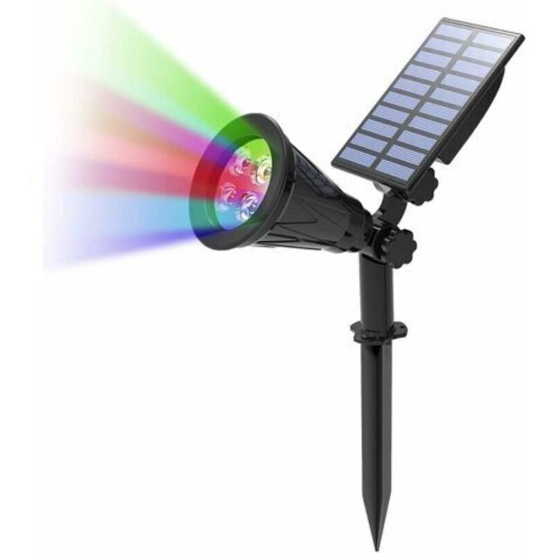Spots solaires d'extErieur, 4 led a changement de couleur, Eclairage de sEcuritE paysager Etanche 2 en 1 pour jardin, terrasse, cour, dEcoration