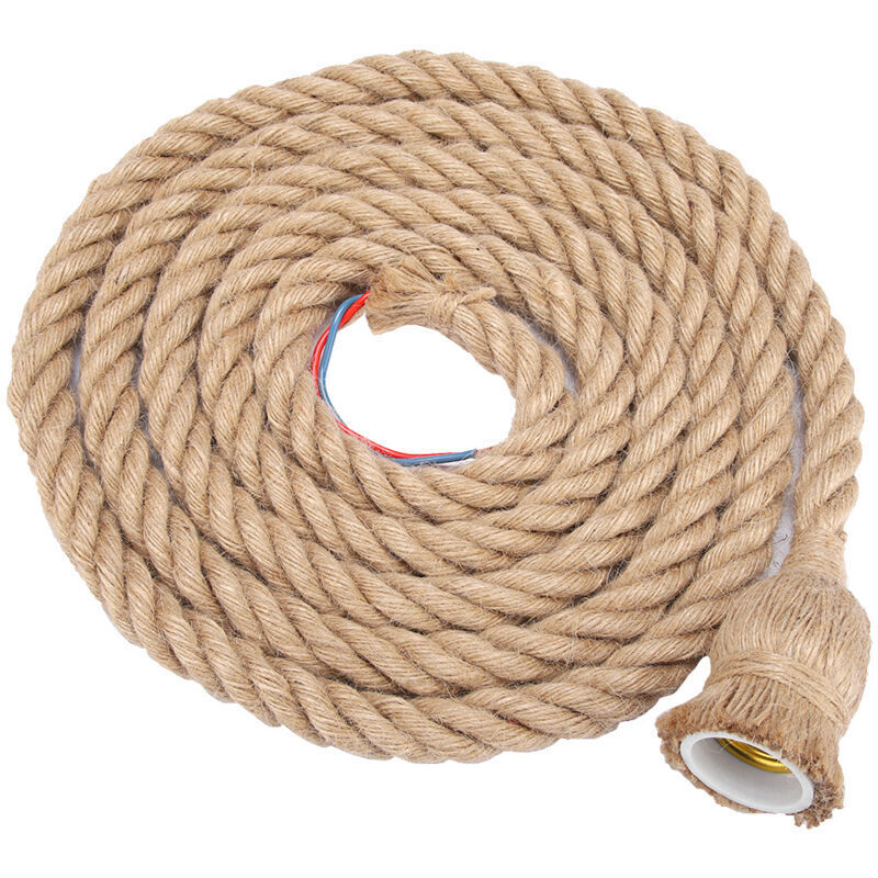 Support de lampe de plafond en corde de chanvre vintage 3m E27, porte ampoule de lampe suspendue 85 265V - Choyclit