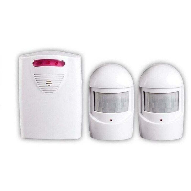 Choyclit - Systèmes Sécurité Alarme, 1 Récepteur et 2 Détecteurs de Mouvement pir Résistant Intempéries pour Cour / Garage / Grange,Kit Sirène sans