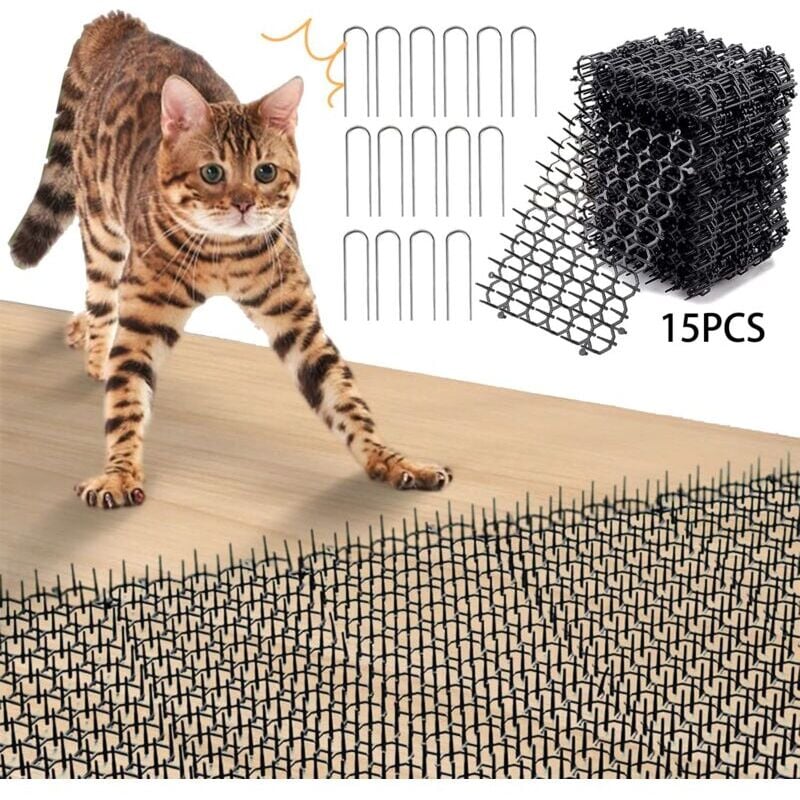 CHOYCLIT Tapis Anti Chat,Pic Anti Chat,15 StückeTapis Anti Chien avec Epine,Barriere Anti Chat Exterieur,Tapis Répulsif Chat,Anti Chat Exterieur