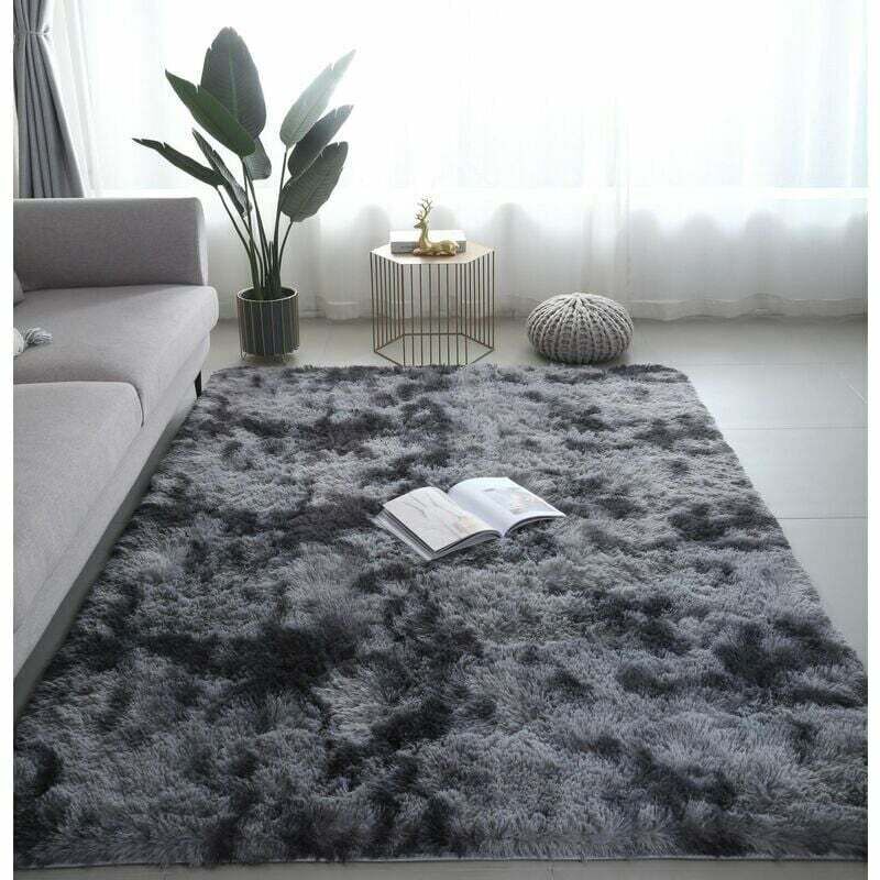Choyclit - Tapis de Salon Shaggy 160 x 230cm en Peluche Gris Foncé Fibre de Polypropylène Souple Tapis Antidérapante