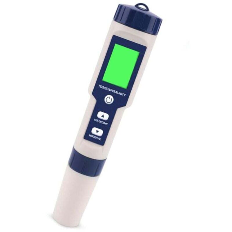 Choyclit - Testeur ph Mètre Électronique 5 en 1,Mesure Ph & tds & ec Salinité & TempératureTesteur de qualité de l'eau,Écran lcd et Précision de