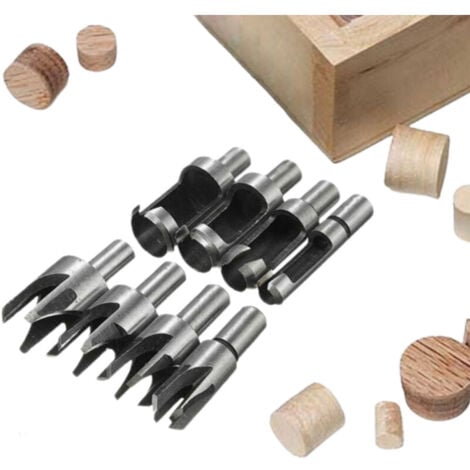 CHOYCLIT Tourillon Bois 8PCS HSS Foret Bois Fraise à Bouchonner Bois outil de coupe bois Mèches des Bouchons Wood Plug Cutter Drill Bits 6mm /10mm/13mm/16mm Petite Fraise Bois Pour Perceuse