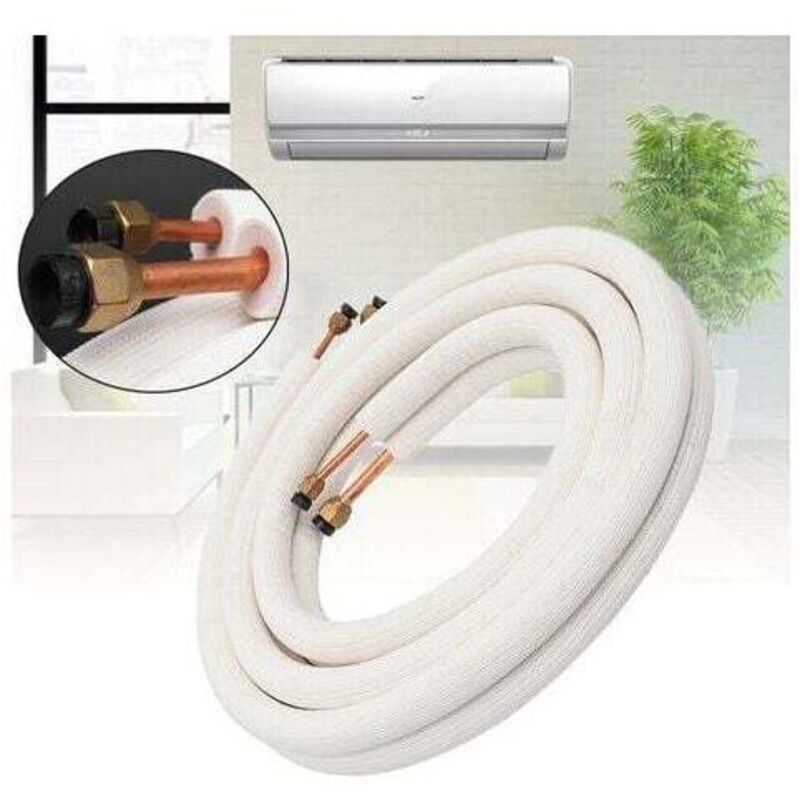 Choyclit - Tuyau en cuivre pour climatiseur 1/4 3/8 Tuyau réfrigérant en cuivre et aluminium isolé Pièces pour climatiseur 3 mètres, Blanc